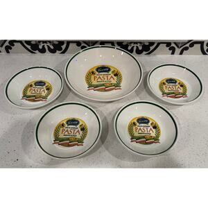 Vintage LA Primula Tuscany Pasta Bowls: Set of Five, Made in Italy
